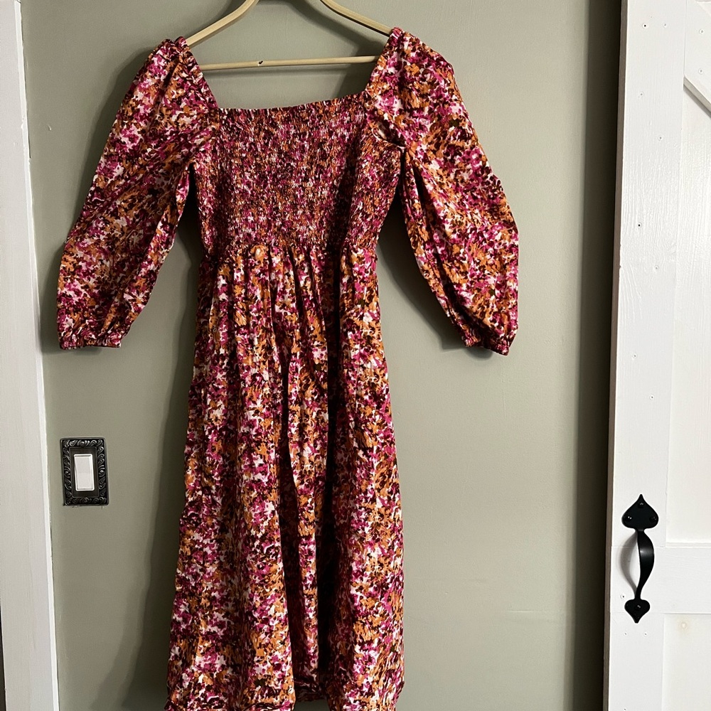 J. Crew Multicolor Floral Long Sleeve Dress XL